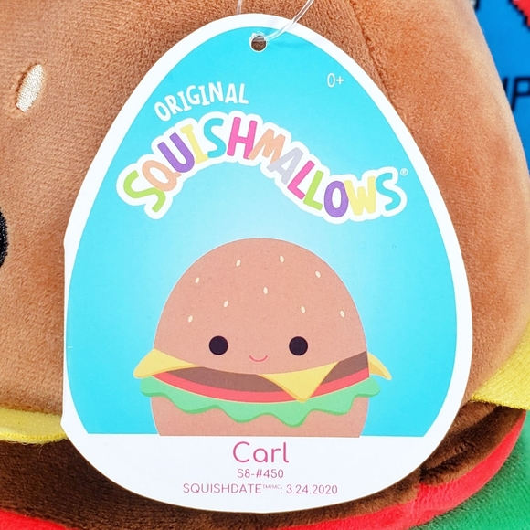 Squishmallow Carl the Cheeseburger 8" UltraSoft Stuffed Food Plush Toy NWT - Picture 10 of 12